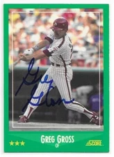 GREG GROSS Autographed Signed 1988 Score card #386 Philadelphia Phillies COA