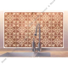 Brown Tile Backsplash Sticker Wall Art Decal Applique 17.7" x 29.5" Peel Stick
