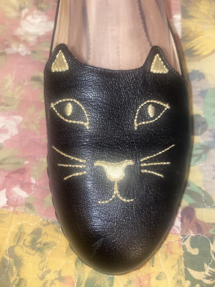 Charlotte Olympia Kitty Cat leather Ballet Flats Shoes Slippers Loafers 8.5 - Image 3 of 4