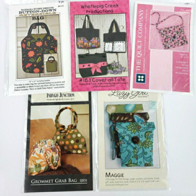 Lot of 5 Patterns for Purse Tote Bag Totes Lazy Girl Whistlepig Creek ...