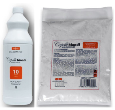 Capelli Biondi MC Creme Oxydant Entwickler 1000ml + Blondierpulver weiß 500g Set