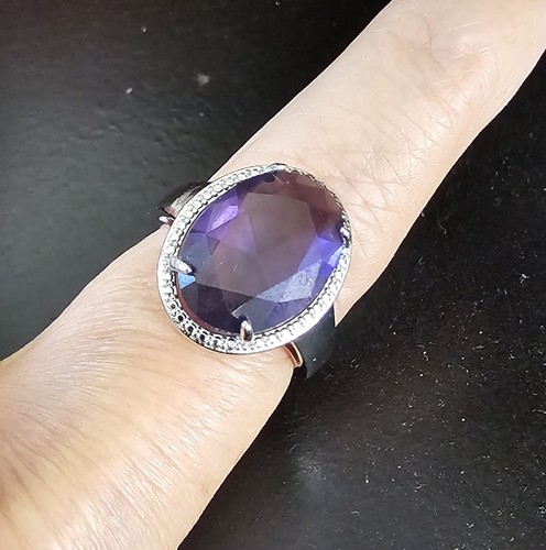 Elegant design Purple stone in Sterling Silver 925 Handmade Ring sz 6,7,8, 9 - Picture 3 of 5