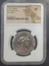ANCIENT ROME Roman Macedon 167-148 BC - AR Tetradrachm 1st Meris ARTEMIS NGC XF