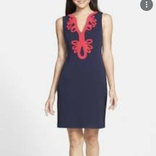 Lilly Pulitzer navy blue pink dress 