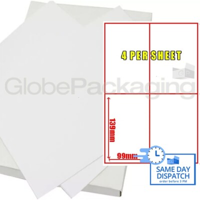 25 Blatt Drucker Adressetiketten - 4 pro Blattseite