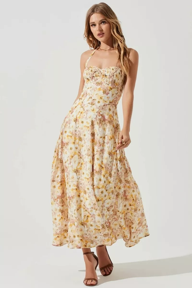 Yellow maxi sales dress with pockets
