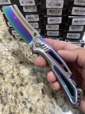 8.5 Tactical Spring Assisted Pocket Knife Cleaver Razor Hunting Sharp Edc RB