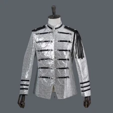 Mens Blazer Coat Sequin Court Performance Costumes Retro Nightclub Fancy Dress