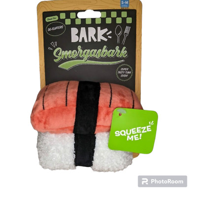 BARK Smorgasbark Super Tasty Tuna Sushi Squeaky Plush Dog Toy for De-Fluffers