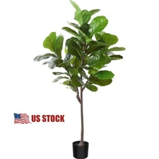 Artificial Fiddle Leaf Fig Tree 5 Ft Fake Ficus Lyrata Plant With 56 leaves