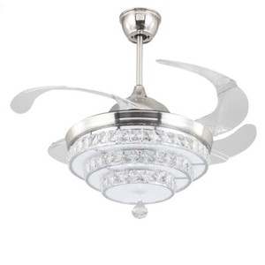Modern 42 Silver Crystal Led Chandelier Ceiling Fan W Remote