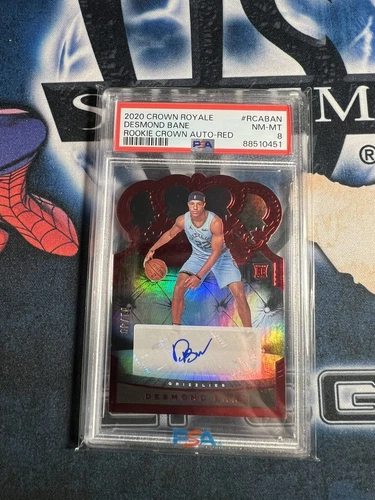 2020 Desmond Bane Crown Royale Die Cut Red /49 RC Rookie Auto PSA 8