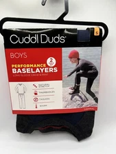 NEW Cuddl Duds Boys Baselayers Thermal 2 Piece Set Grey & Navy Small 6/7 NWT