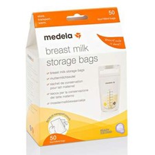 Medela 180ml Breast Milk Storage Bags Double Zip  Wall Easy BPA Free - 50 Pack