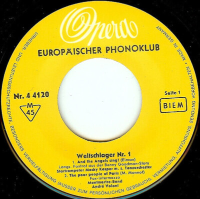 Weltschlager Nr. 1 Various Vinyl Single 7inch Opera