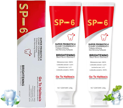 2Pcs Super Probiotic SP-6 Toothpaste, Probiotics Bright White Toothpaste, Sp 6