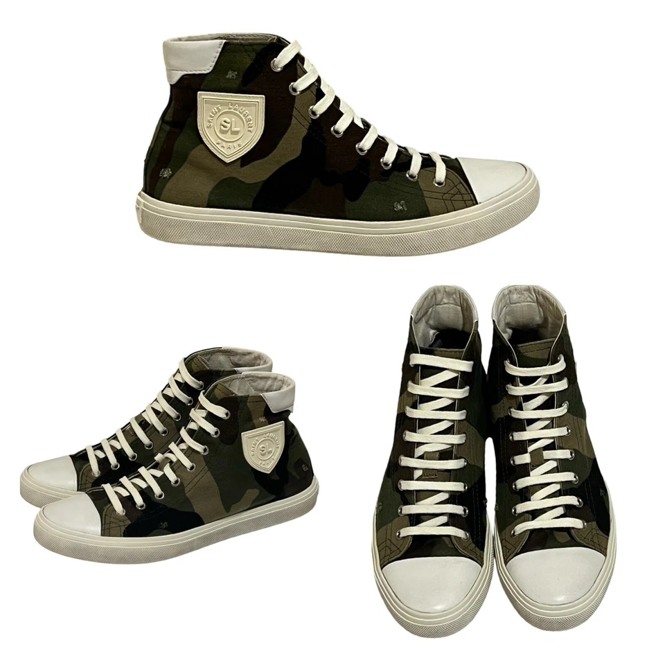 Saint Laurent Paris Bedford Camo Hi Top Sneakers Womens Size 9 Casual Shoe EU 40 - Image 2 of 4
