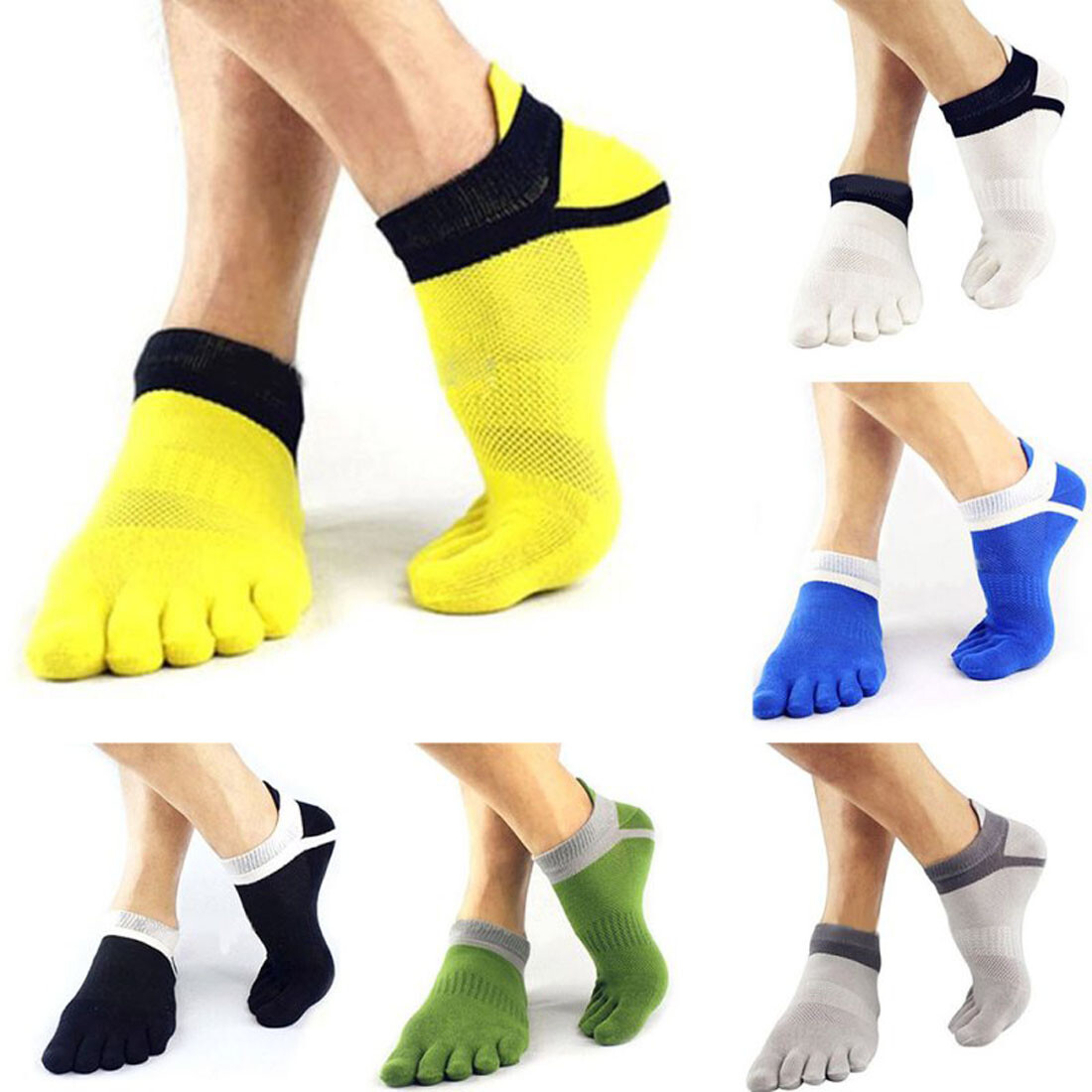 Calcetines deportivos para correr de cinco dedos de algodón para hombres mujeres paquete de 4 ☋