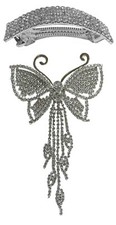 2 Pack JCGY Crystal Silver White Butterfly Bridal Barrette 2 Styles 9050/0004-2