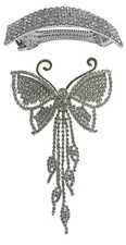2 Pack JCGY Crystal Silver White Butterfly Bridal Barrette  2 Styles 9050/0004-2
