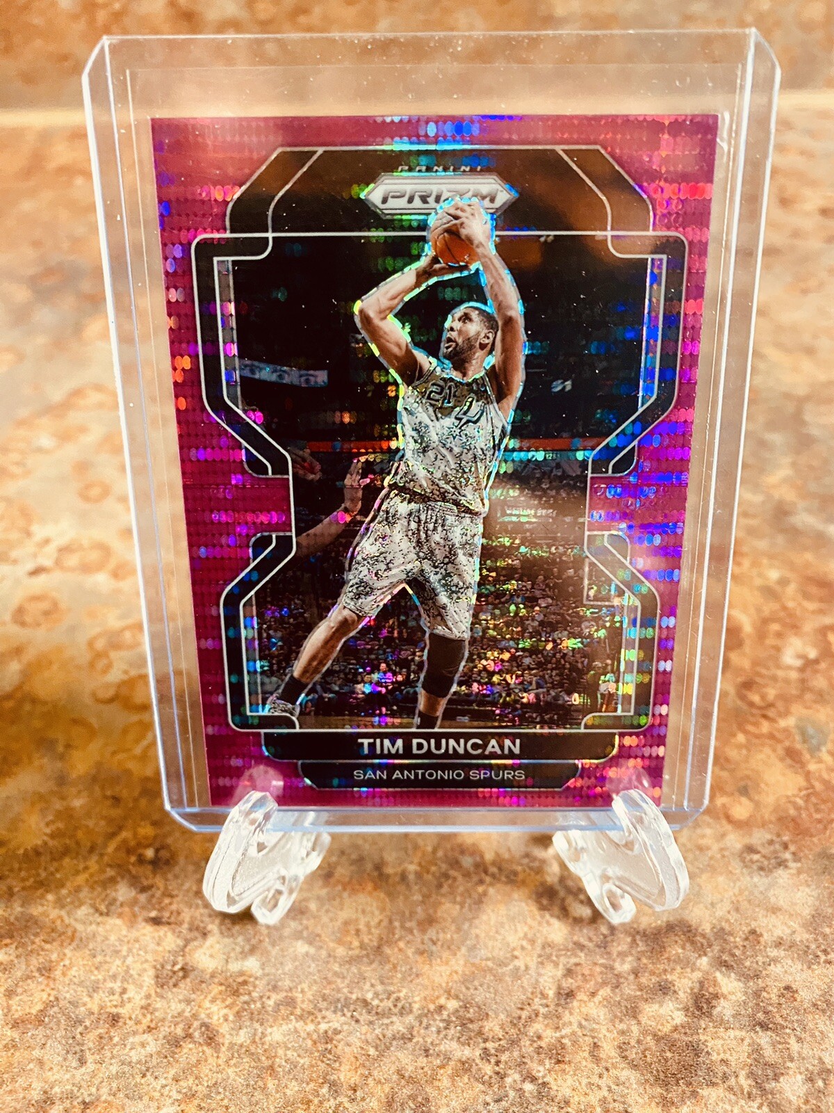 2021-22 Panini Prizm Tim Duncan Pink Pulsar /42 HOF SP #268 San Antonio Spurs