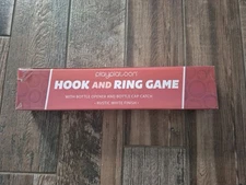 PlayPlatoon Hook and Ring Game with Bottle Opener  Magnetic Cap Catch Rustic Wht
