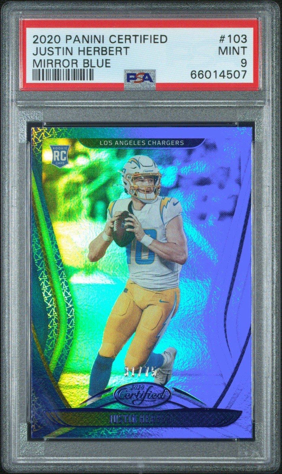 2020 Panini Certified - Rookies Justin Herbert #103 Mirror Blue /75 (RC)