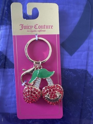 Juicy Couture Cherry Rhinestone Keychain Y2K Pink Charm NWT
