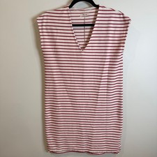 Madewell Red White Striped V-Neck Sleeveless Mini T-Shirt Dress Size S