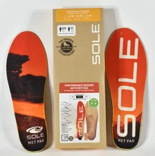 Sole Insoles Performance Medium with Met Pad Men Size 9 Women 11 NEW Open Box