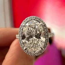 Oval Cut Lab-Created 4.30 Ct White Diamond Engagement Ring 14K White Gold FN