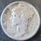 1931-S MERCURY DIME 90% SILVER, VF CONDITION, LOW MINTAGE CIRCULATED NOT CLEANED