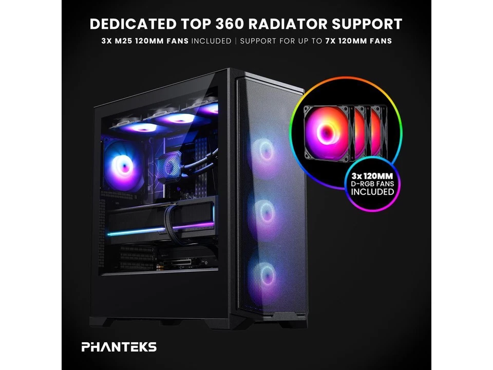 Phanteks Eclipse G370A, mid-tower Gaming Chassis, high airflow mesh, 3x M25 - Image 3 of 4