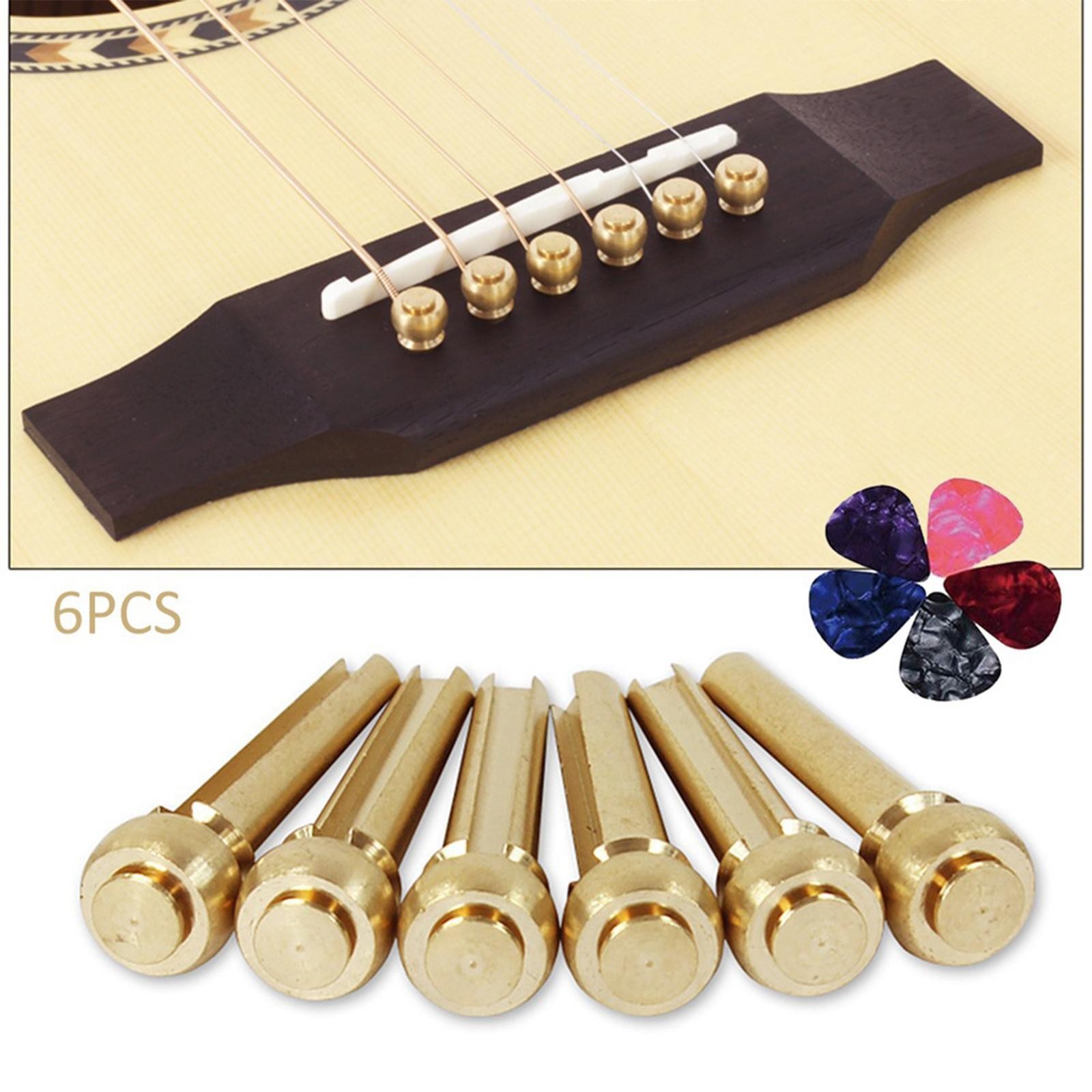 Lot de 12 broches de pont de guitare avec 6 broches en laiton accessoires de