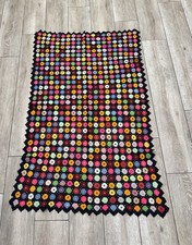 Vintage Crochet Granny Square Blanket Colorful Flower Throw 64x40 Handmade