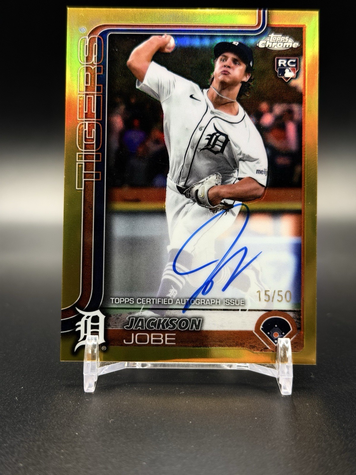 2025 Topps Chrome Jackson Jobe Rookie Gold Auto RC /50 Detroit Tigers RA-JJO