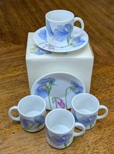 4 Cups 2 Plates Toscany Collection VIOLA Porcelain Plate Iris Japan -2 Full Sets