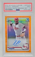 2020 Bowman Chrome Orange Refractor Auto KENDALL SIMMONS RC CARD /25 PSA 9 MINT