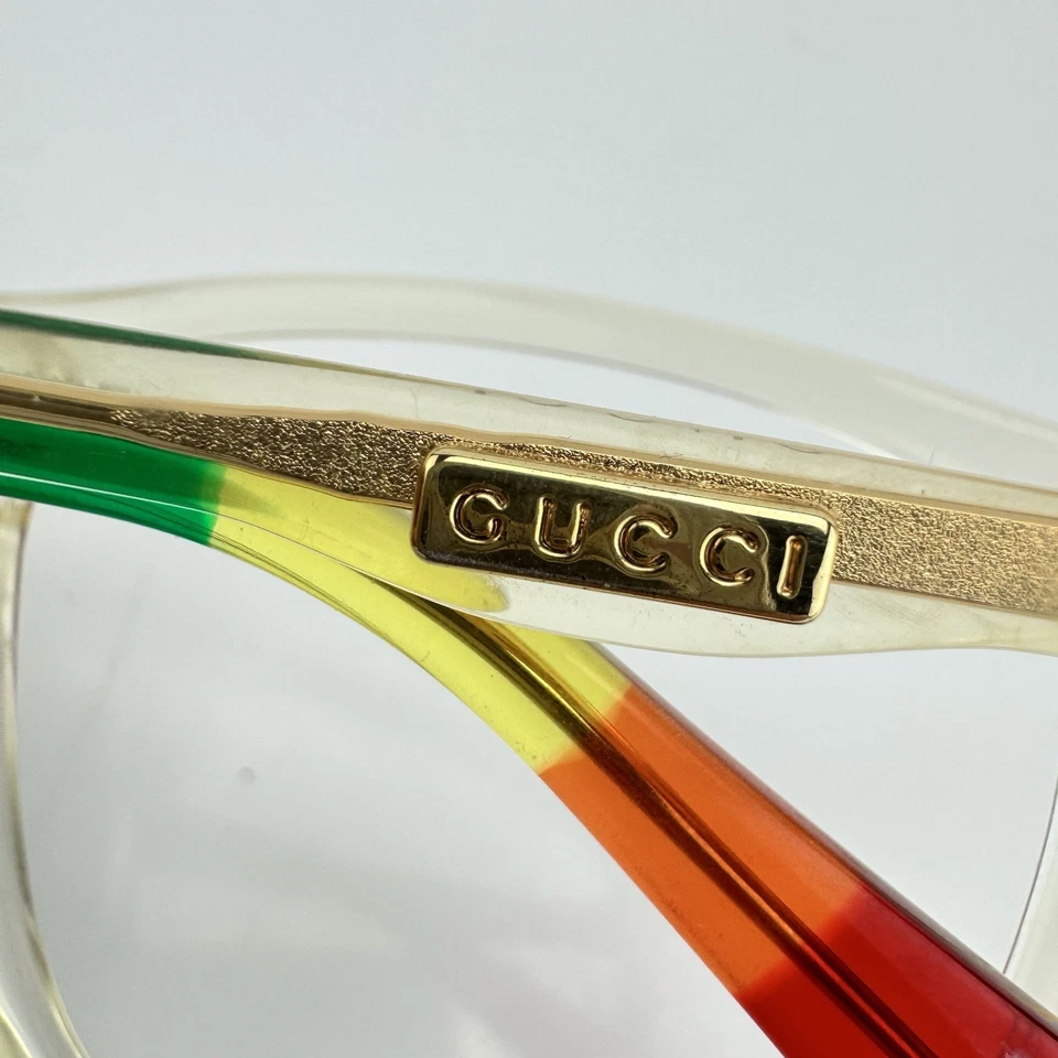 Monturas de gafas Gucci de plástico con templos de colores arco iris de colección GG0332O 56/17 Foto 4 de 4