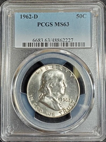 1962-D Franklin Silver Half Dollar graded MS63 by PCGS
