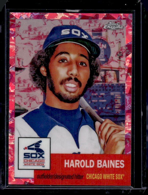 2022 Topps Chrome Platinum #208 Harold Baines Fuchsia Atomic Refractor #/100