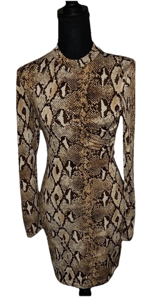 Shein Medium Snake Print Pattern Long Sleeve Mini… - image 1