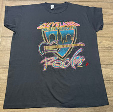 Vintage MICHOU Cleveland Rocks Guitar Rock T-Shirt Black Gold Metallic Artist