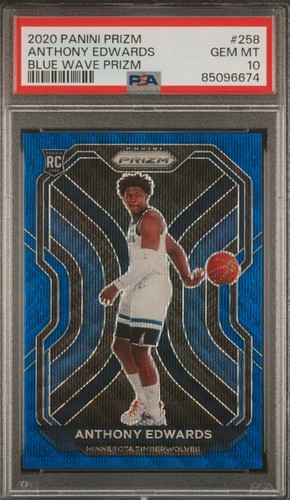2020 Panini Prizm PSA 10 Anthony Edwards Blue Wave Prizm #258 Rookie RC