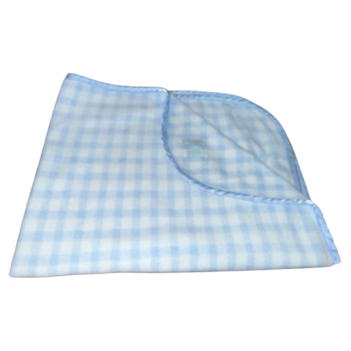 Lord & Taylor Small Creations Blue Plaid Satin Trim Baby Blanket 40x30 Lord And