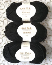 3 Skeins - Merino Style by Knit Picks (100% Merino Wool) - Coal