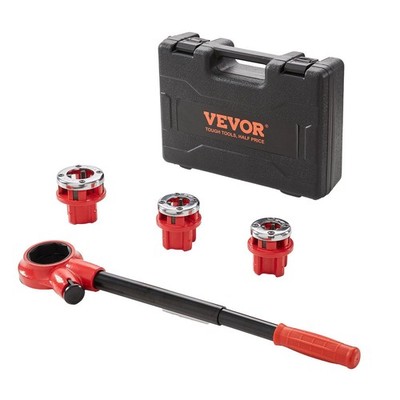 1/2'' 3/4'' 1'' NPT Ratcheting Pipe Threader Kit with 3 Dies & Case, Manual
