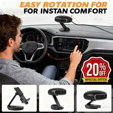 360° Rotary Portable 12V Car Heater & Defroster, 150W Fast Heating & Cooling Fan