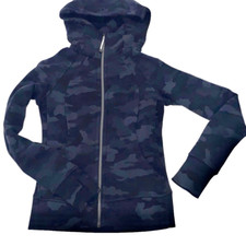Lululemon 2 Camo Scuba Jacket Full Zip Hoodie Black Grey