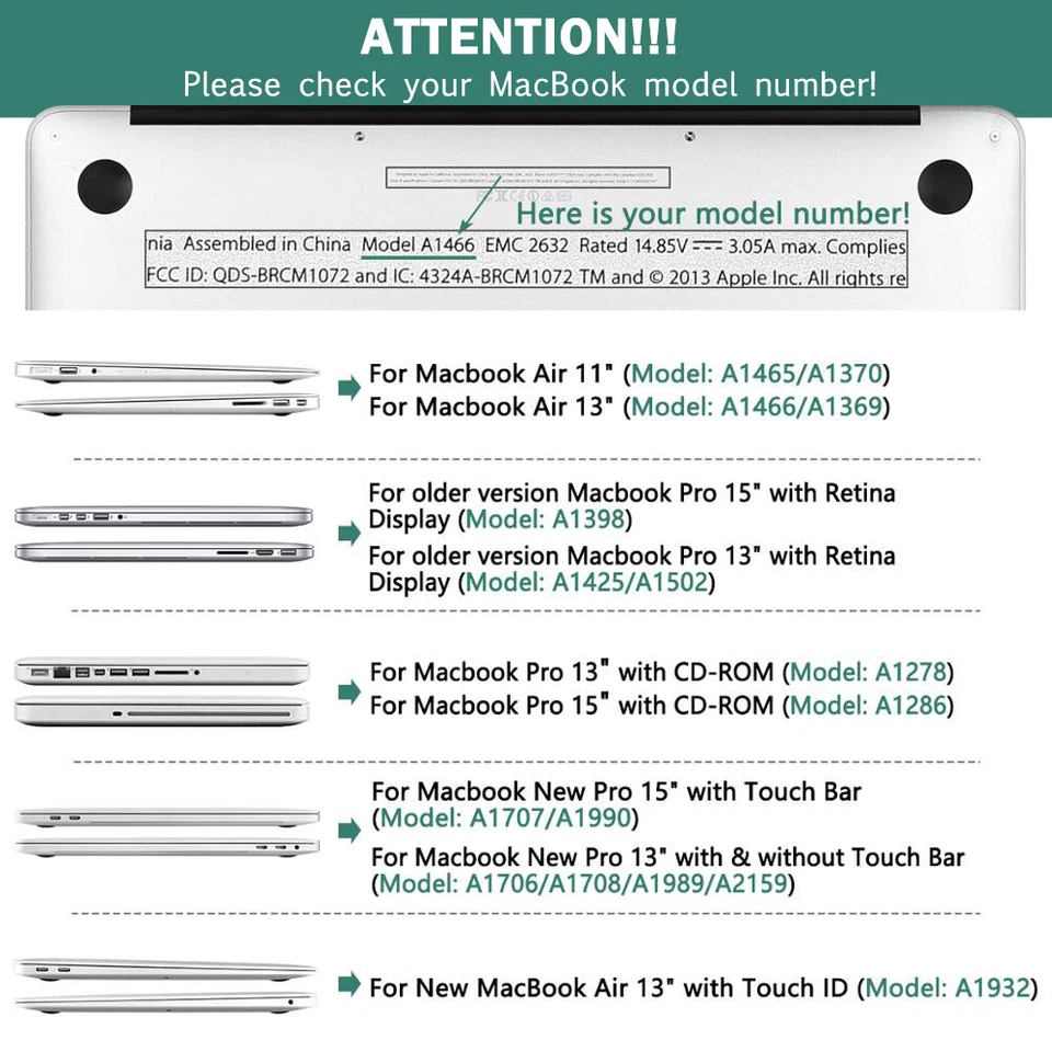 Rubberized Hard Case Shell+Keyboard Cover for MacBook Air 13" M2 M1 14 15 16 Pro - Image 2 of 2